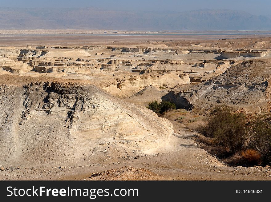 Rocky desert landscape near the Dead Sea