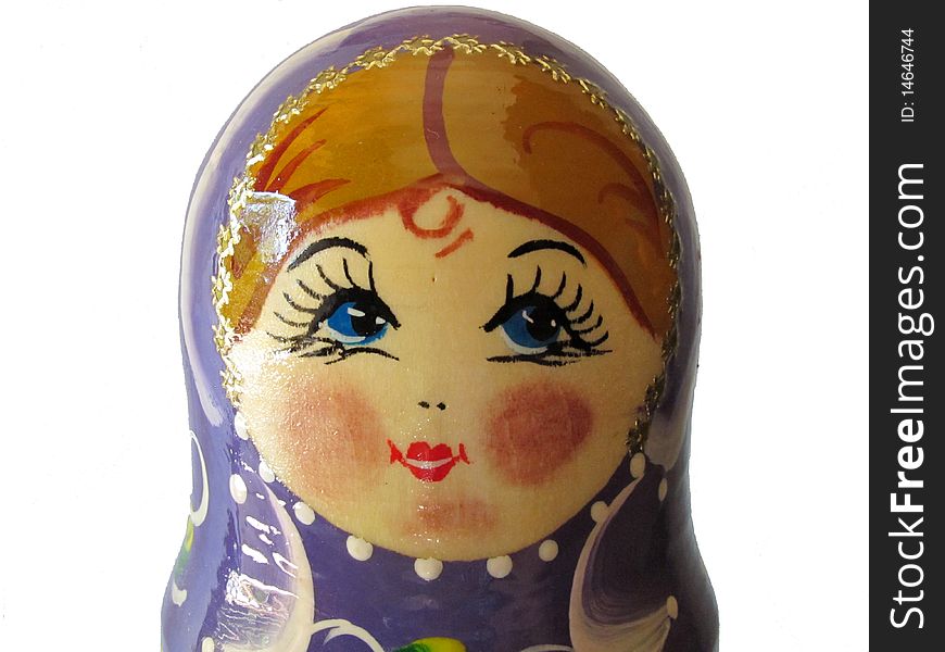 Close-up of a original russian doll on white background. Close-up of a original russian doll on white background