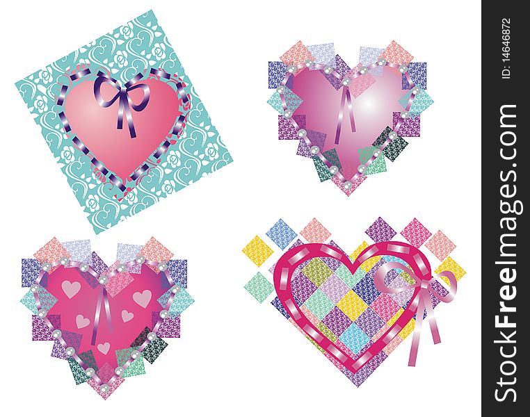 Four heart-shaped elements.Illustration. Four heart-shaped elements.Illustration