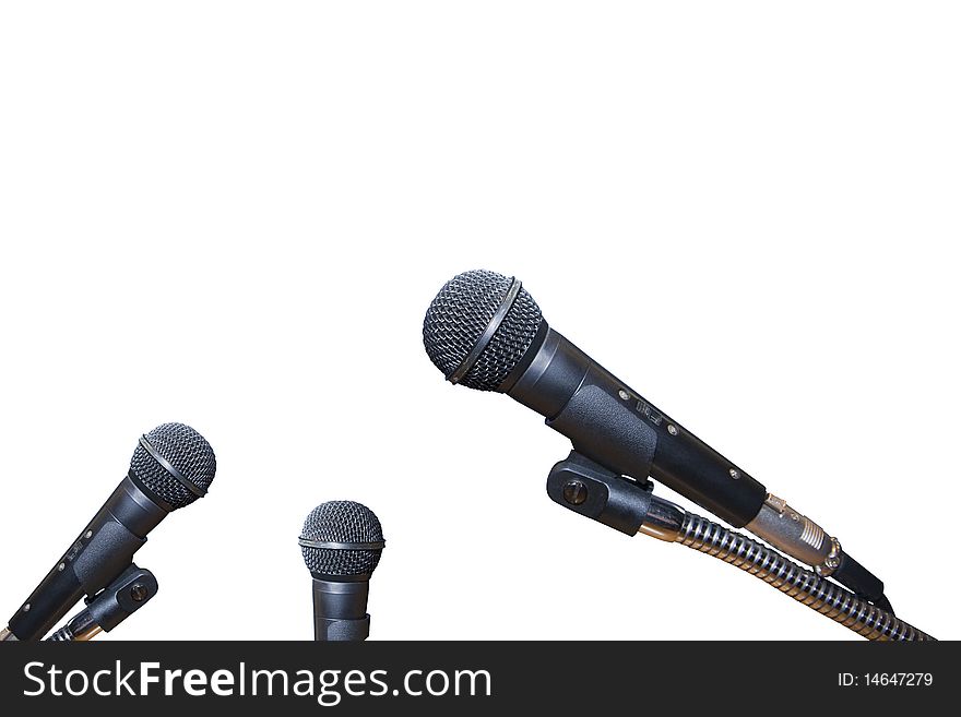 3 microphones Isolated on white background