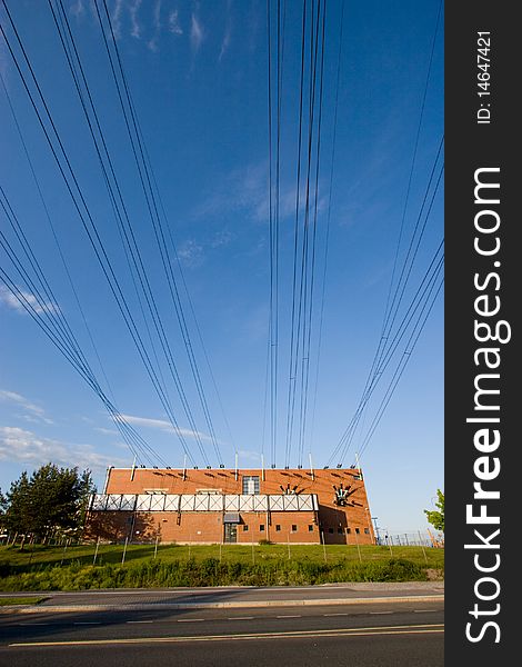 Electric wires coming from the power station