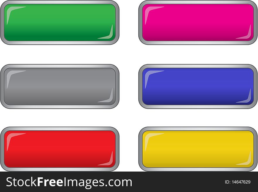 Vector long buttons six colors