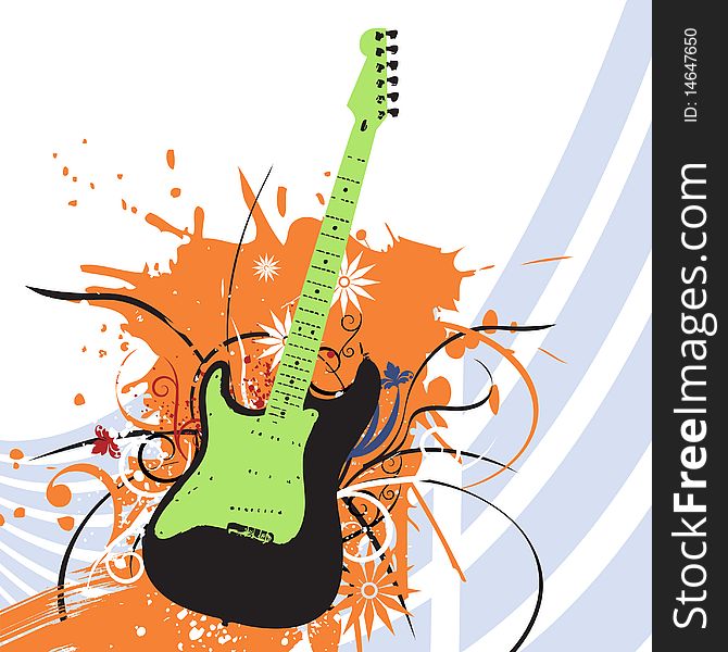 Grunge style guitar vector illustration vector. Grunge style guitar vector illustration vector