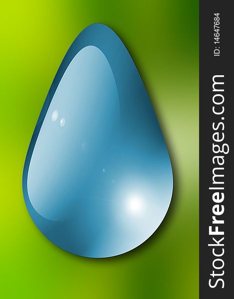 Illustration of  water drop over green background
