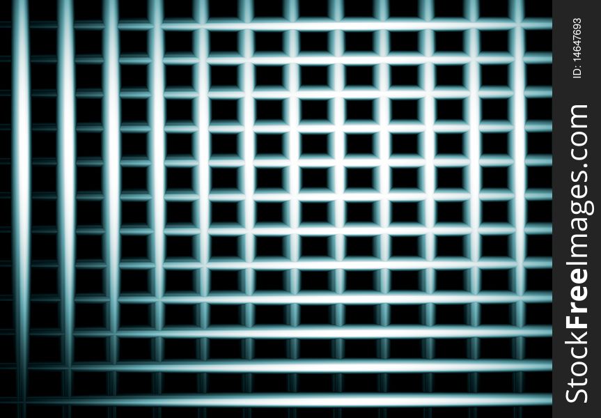 Chrome squares with light over black background. Illustration
