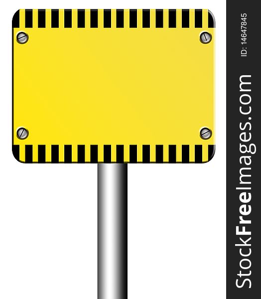 Yellow caution signal over white background. Blank illustration, insert your text or design