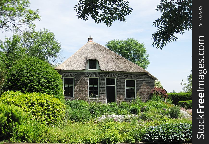 a traditional dutch village house. a traditional dutch village house