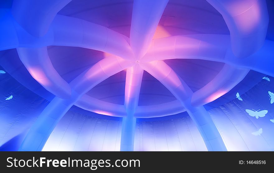 A groovy dome with colorful lighting. A groovy dome with colorful lighting