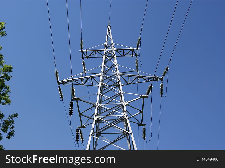 Electric pylon in the center of Moscow, Russian