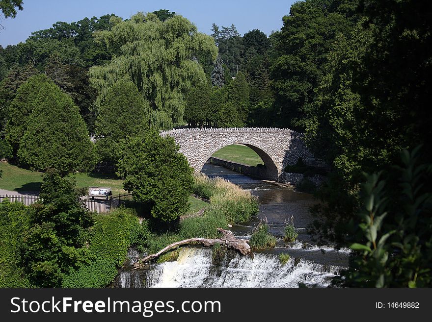 Beautiful Old Bridge In Local Park. Beautiful Old Bridge In Local Park