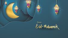 Eid Mubarak Greeting Card Illustration, Ramadan Kareem, Wishing For Islamic Festival For Banner, Background, Flyer, Illustration, Royalty Free Stock Images