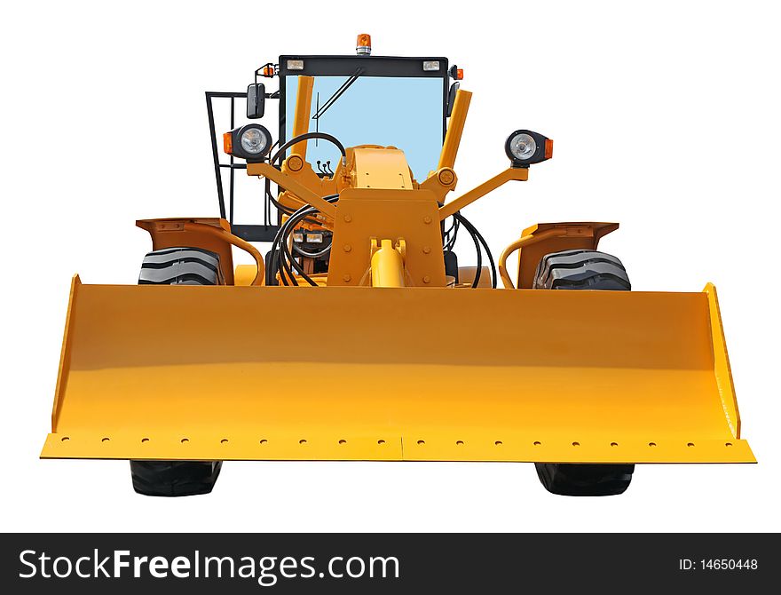 The orange bulldozer isolated on the white