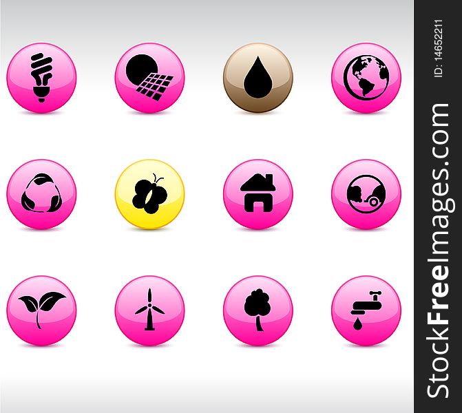 Ecology set of round glossy icons. Ecology set of round glossy icons.