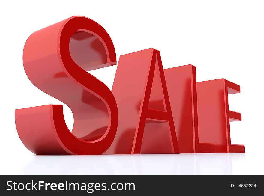 Red Sale word over white. 3d image