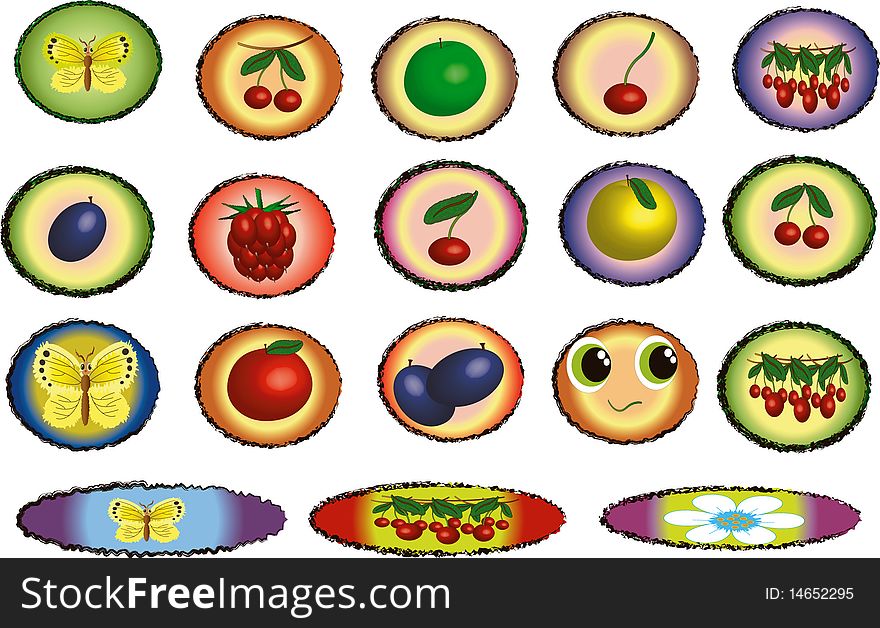 Icons with fruits