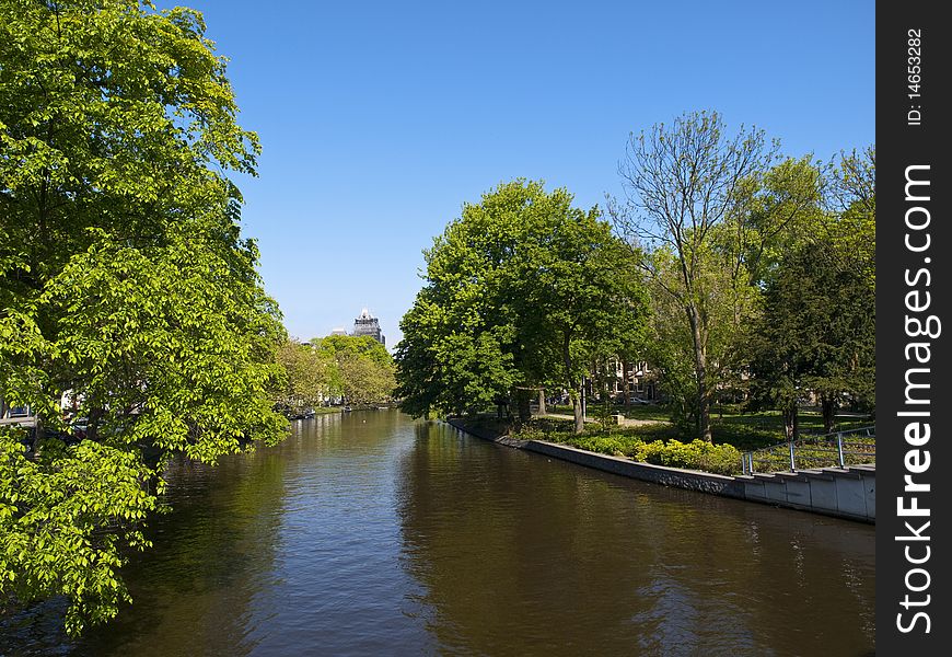 Amsterdam Canal in a beautiful sunny day