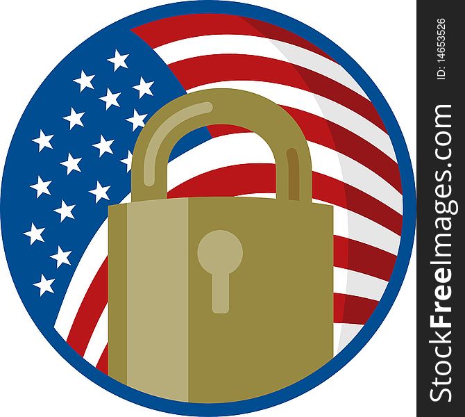 Padlock with american flag