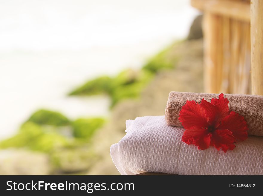 Red Flower On Towels