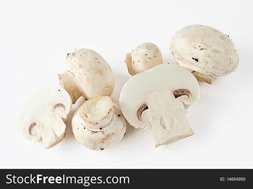 Portabello Mushrooms Over White