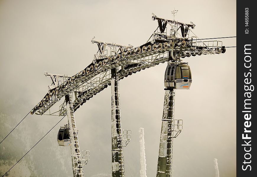 A ski lift's tower in the Austrian alps. A ski lift's tower in the Austrian alps.