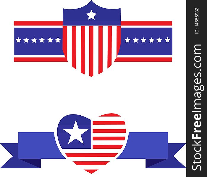 American patriotic symbols set for design and decorate. American patriotic symbols set for design and decorate.
