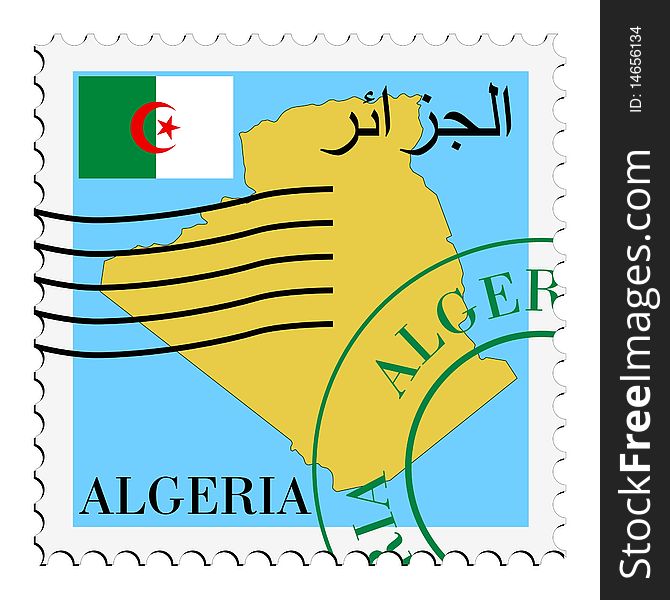 Vector stamp in colors of Algeria. Vector stamp in colors of Algeria