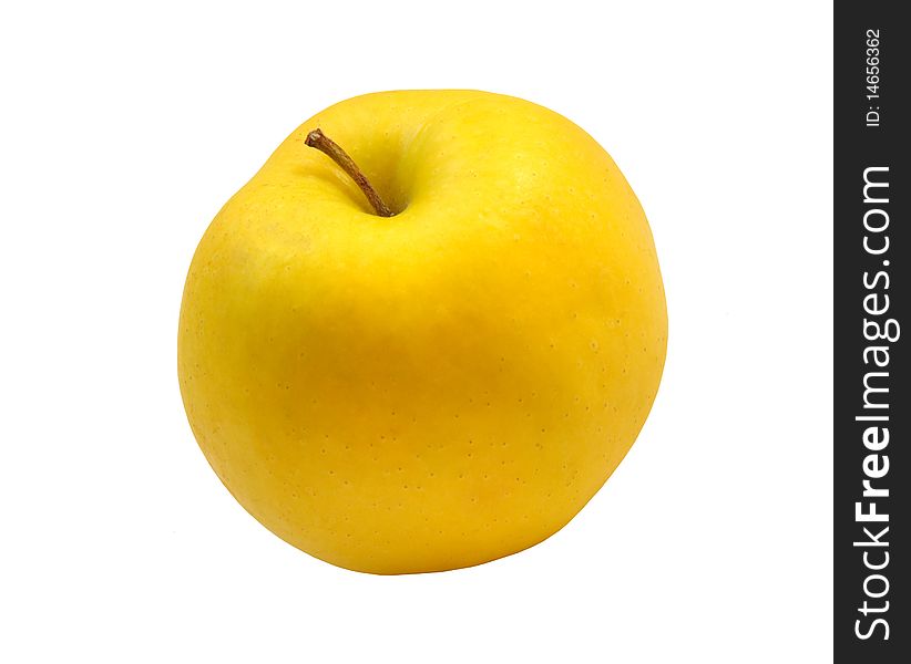 One yellow apple isolated on a white. One yellow apple isolated on a white