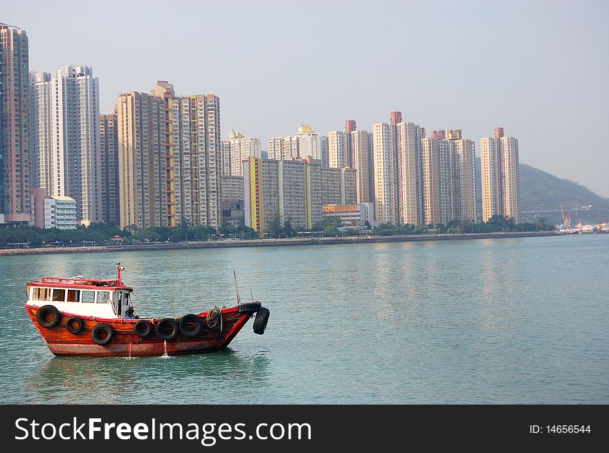 The boat in the bay of the city. The boat in the bay of the city