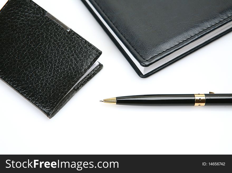 Office accessories on a white background