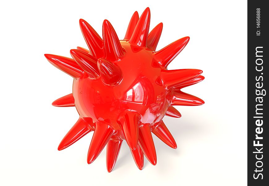 Red sharp ball on white background isolated. Red sharp ball on white background isolated