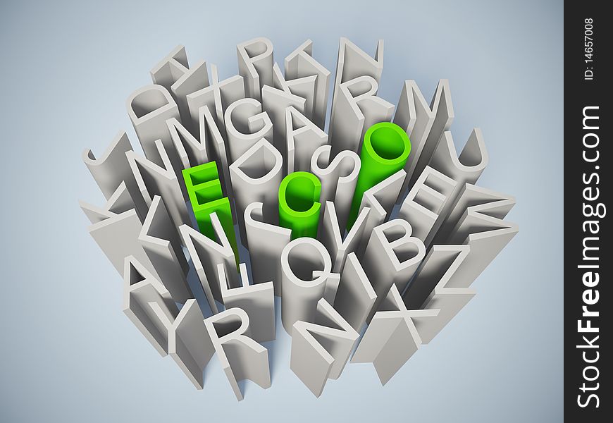 Green word eco with gray letters isolated
