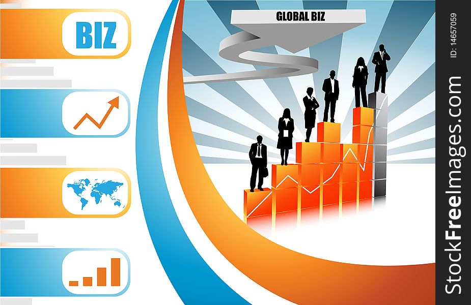 Illustration of business team with graph.Very useful business concept. Illustration of business team with graph.Very useful business concept