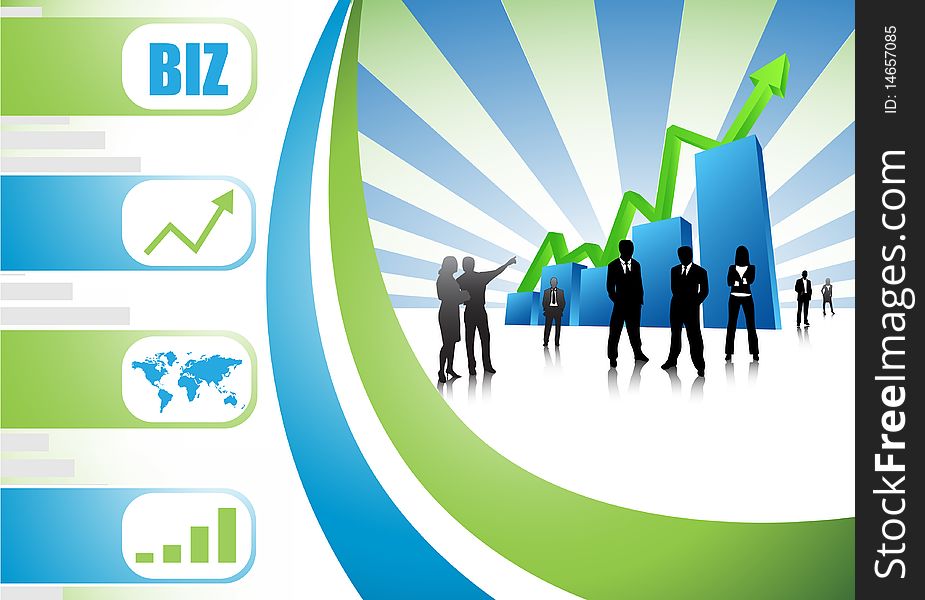 Illustration of business team with graph.Very useful business concept. Illustration of business team with graph.Very useful business concept