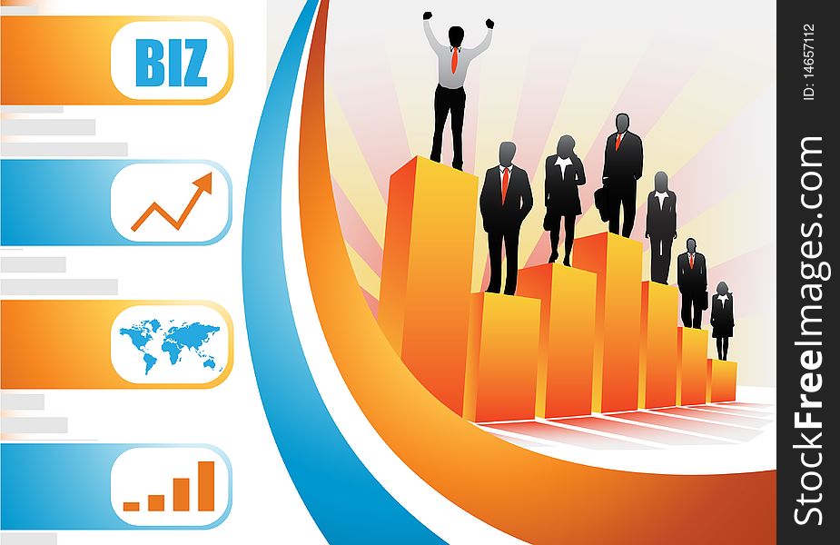 Illustration of business team with graph.Very useful business concept. Illustration of business team with graph.Very useful business concept