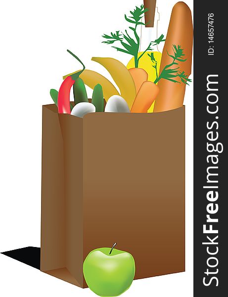 Shopping bag with healthy food