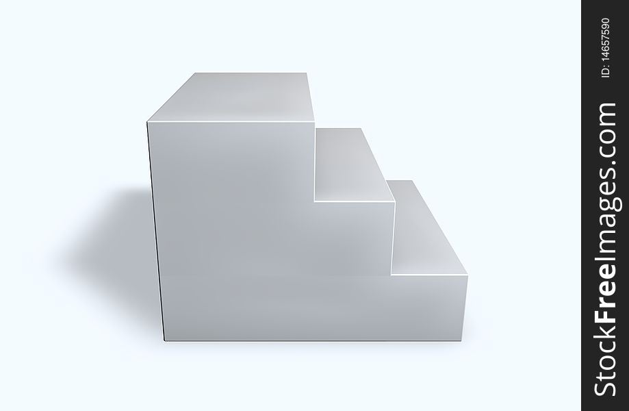 3d image, stair on white background