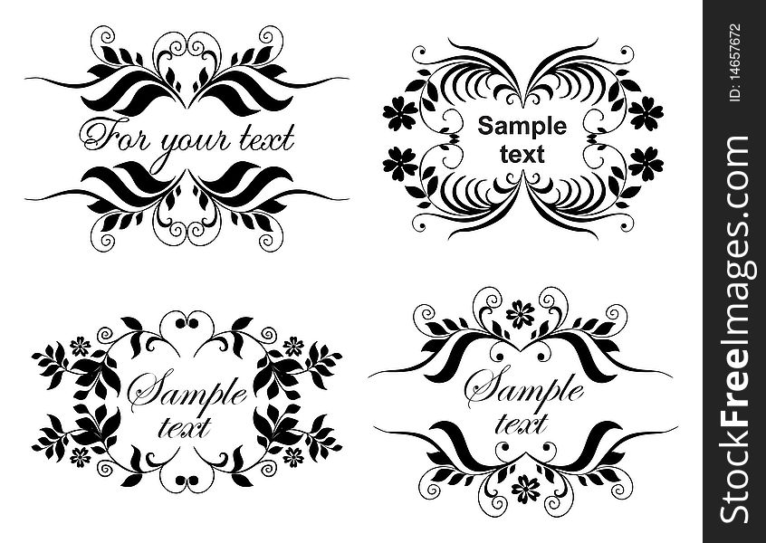 Calligraphic flourishes collection set on white. Calligraphic flourishes collection set on white