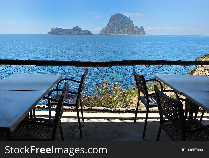 The islands and turquoise waters Es Vedra, Cala d'Hort Ibiza Spain. The islands and turquoise waters Es Vedra, Cala d'Hort Ibiza Spain