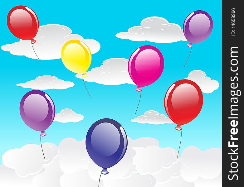 Vector color background with balloons. Vector color background with balloons.