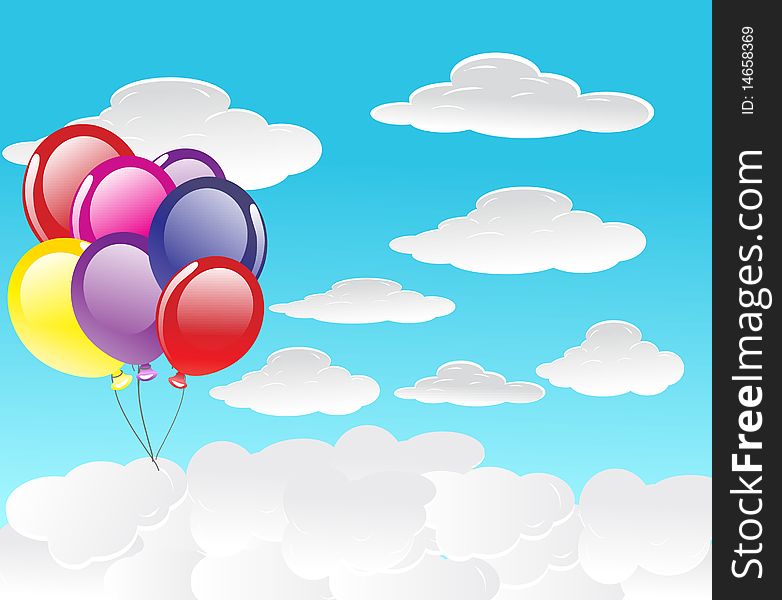 Vector color background with balloons. Vector color background with balloons.