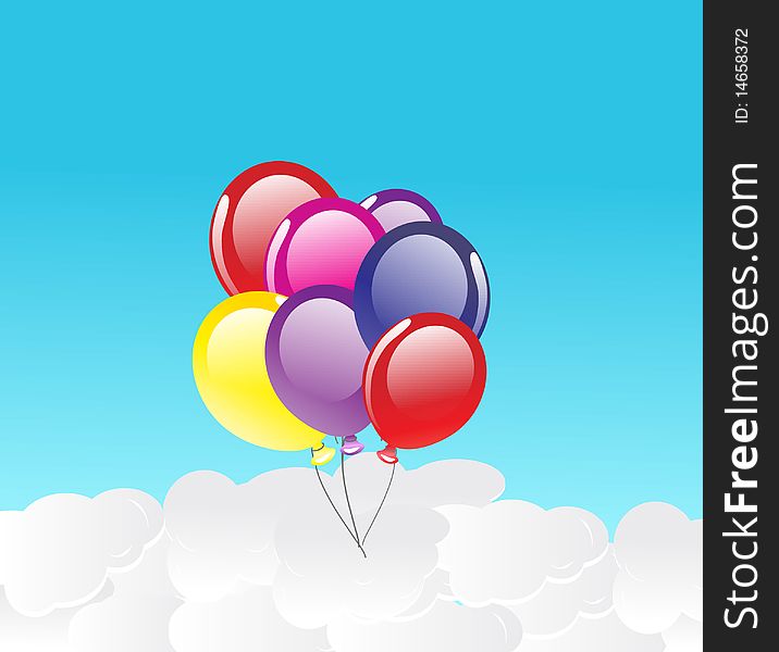 Vector color background with balloons. Vector color background with balloons.