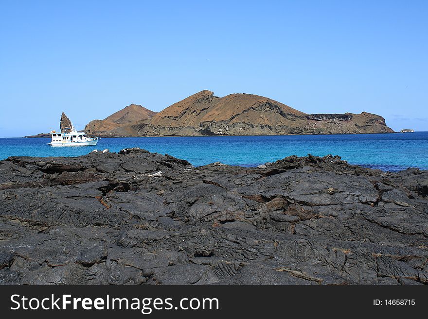Cruise boat between two galapgos islands. Cruise boat between two galapgos islands