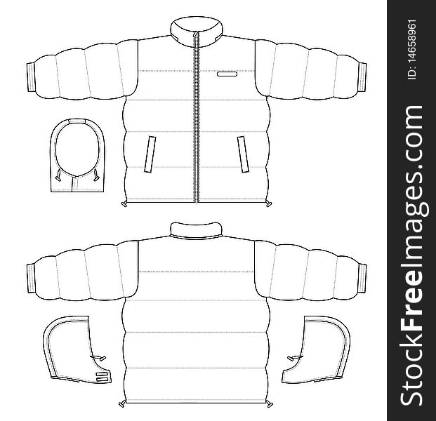 Outline black-white jacket  illustration isolated on white. EPS8 file available.
You can change the color or you can add your logo easily.