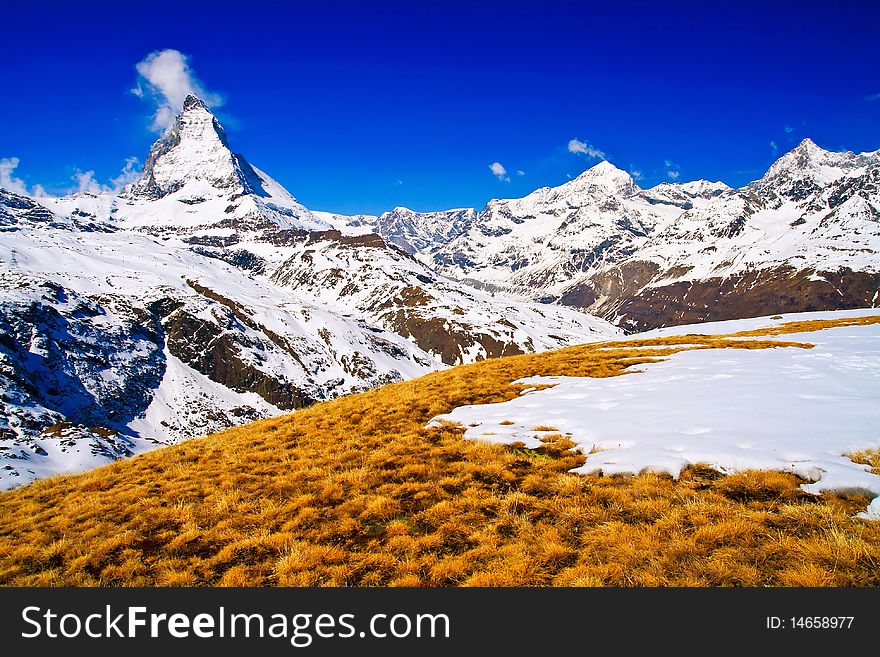 Matterhorn Peak , logo of toblerone chocolate, located in Switzerland