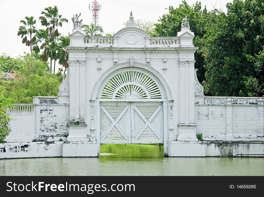 Ancient Europe style White water gate, Ayutthaya Thailand.