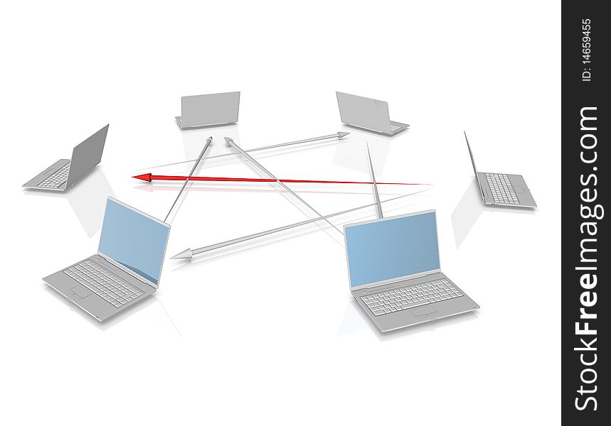 Tridimensional metal laptop (network concept)
