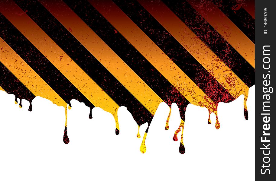 Oil spill or slick background with warning stripes and ink splats. Oil spill or slick background with warning stripes and ink splats