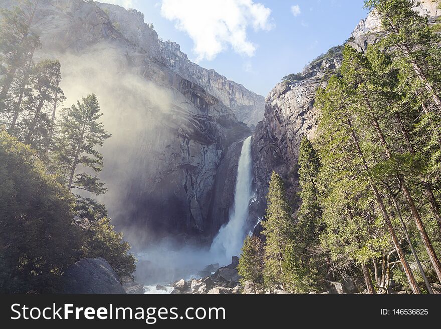 Waterfalls in  Yosemite National Park, California. Waterfalls in  Yosemite National Park, California