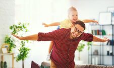 Free Father`s Day. Happy Family Son Hugs His Dad Royalty Free Stock Photos - 146559648