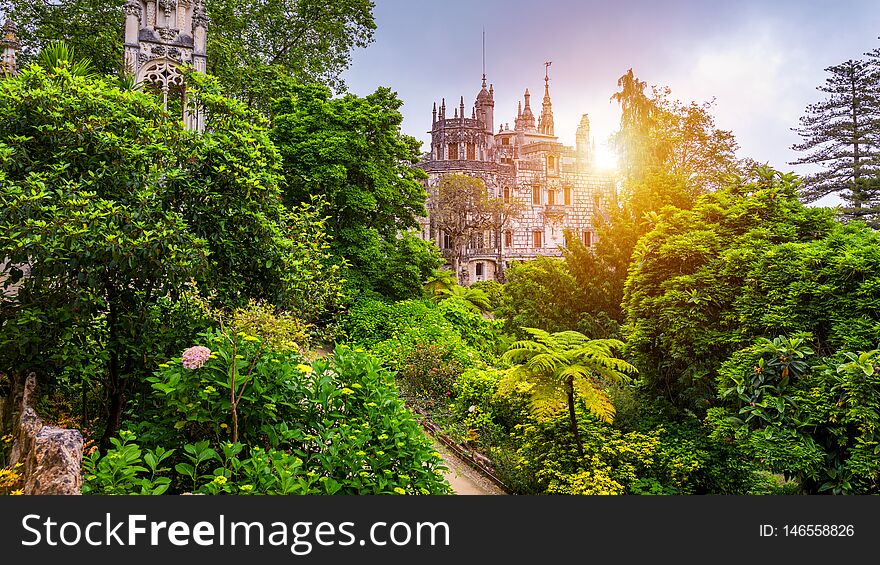 Quinta De Regaleira, Sintra. Regaleira Palace (Quinta da Regaleira), Sintra, Portugal. Regaleira Palace and gardens of famous